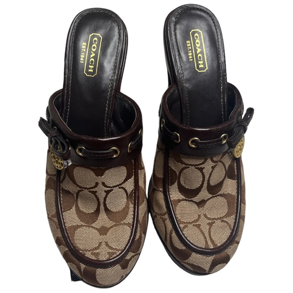 Coach Jodey Signature Platform Wooden Y2K Heels Size 8 - Picture 12 of 12